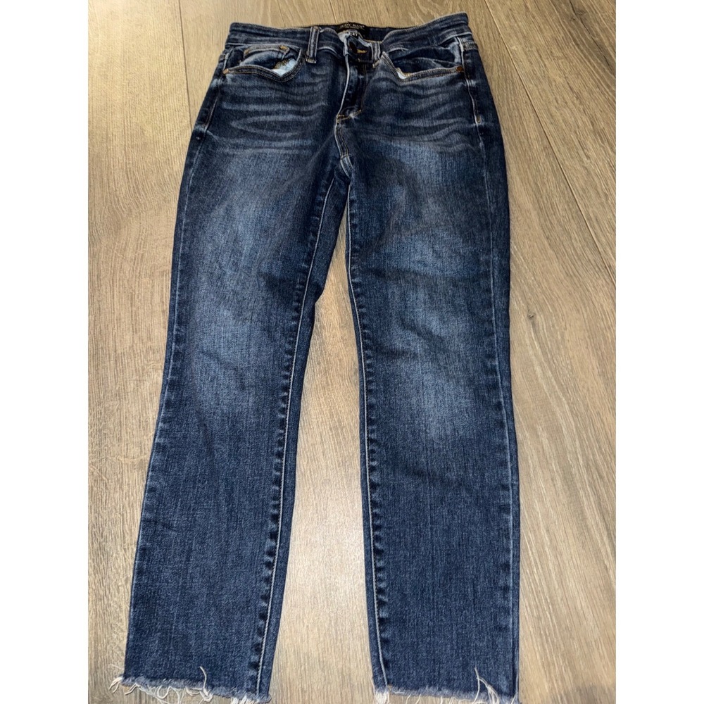 Judy Blue Los Angeles Skinny Fit Dark Wash Raw Hem Jeans Size 5/27 High Rise